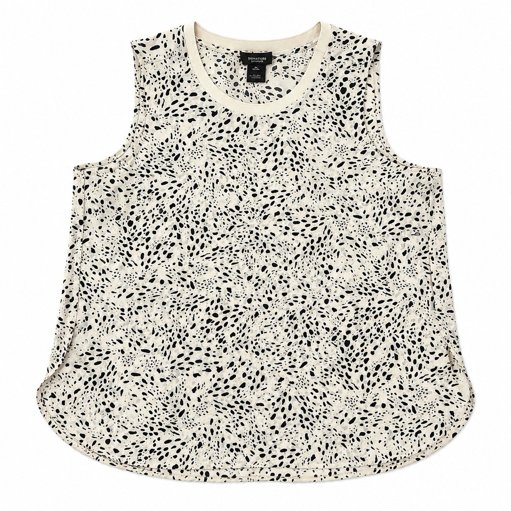 Simply Vera Vera Wang Tank Top XL Black White Abstract Print Sleeveless Blouse